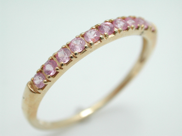 $690 Retail 14k Yellow Gold 10 Genuine Pink Sapphire Anniverary Ring