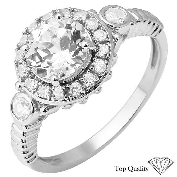 925 Silver Created White Sapphire Ring