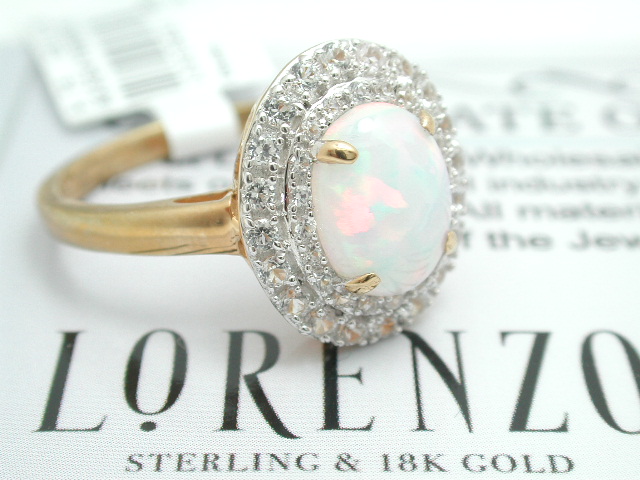 ColoreSG by LORENZO 925 Sterling Silver & 18K Yellow Gold Opal Ring, Retail $390
