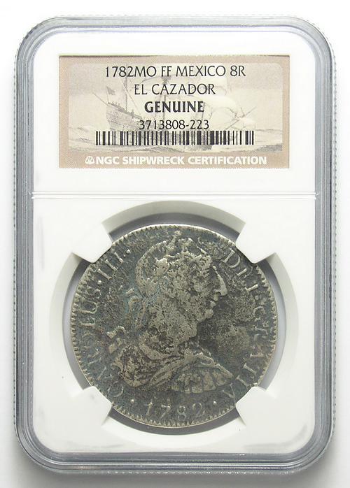 NGC Certified 1782 Silver Mexico 8 Reales, From the El Cazador Shipwreck, with Certificate of Authencity