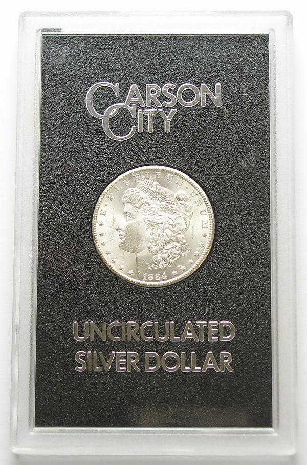 Tough Date, Brilliant Uncirculated 1884-CC GSA Hoard Morgan Silver Dollar In Original U.S. Govt. Case