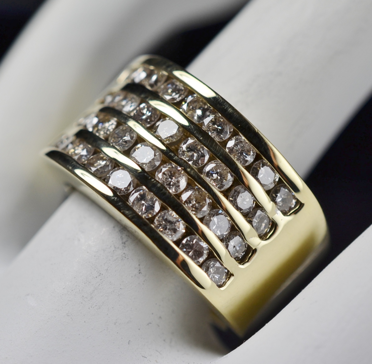 1.09ctw Diamond 4 Row Channel Set Ring (14K Gold, 11.33 Grams), Retail $3,300