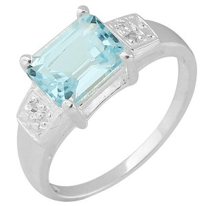 1.87ctw Genuine Blue Topaz and Diamond Ring (925 Sterling Silver), Retail $165
