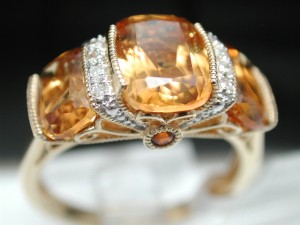 ColoreSG by Lorenzo Topaz & Diamond Ring (18K Yellow Gold and 925 Sterling Silver), Retail $780