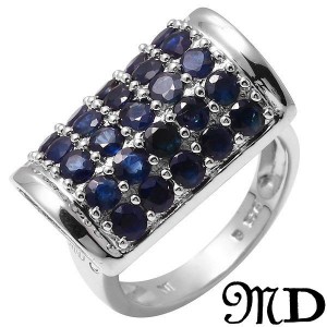 Marcel Drucker Genuine Diamond and Sapphire in 925 Sterling Silver Ring, Retail $375