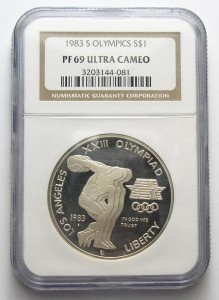 NGC Slabbed PF-69 DCAM 1983-S Los Angeles Olympiad U.S. Silver Dollar - Deep Cameo Proof