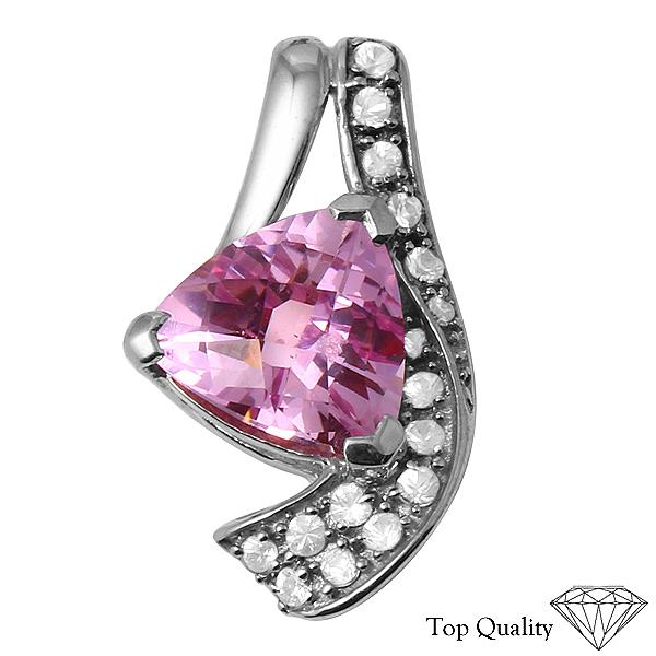Pink and White Sapphire in 925 Silver Pendant
