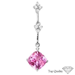 14K White Gold with Diamond, Pink Sapphire and White Topaz Pendant, Retail $175