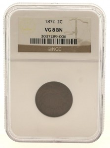 1872 Two Cents, NGC VG-8BN