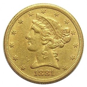 1881 U.S. $5 Gold