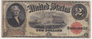 1917 $2 Large Size Red Seal Legal Tender Note - Tough to Find