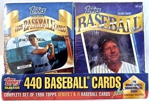 1996 Topps MLB Baseball MICKEY MANTLE Cereal Box-Type Factory Sealed Set with 440 Regular Cards + 4 Bonus Mantles