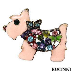 50 Pieces of Rucinni Pink Terrier Brooch with Swarovski Crystallized Elements (Brand New)
