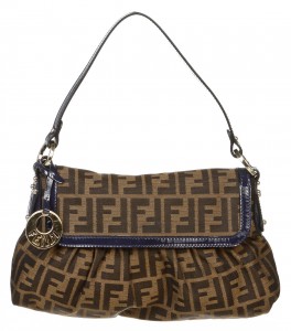 Fendi Brown and Blue Zucca Monogram Hobo Handbag