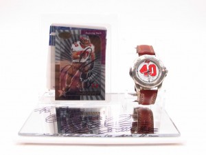 Mike Alsott Autographed Football Card In Case with Watch
