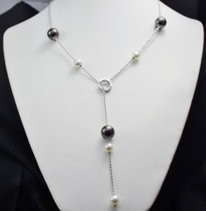 Mikimoto Pearls in Motion Diamond and Pearl Necklace in 18K Gold (South Sea Pearls and Akoyo Pearls), Retail $3,900