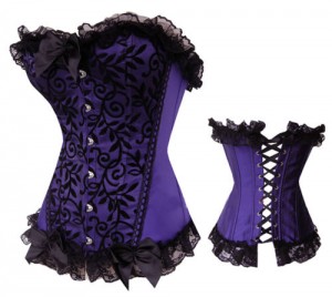 Purple & Black Lace Overlay Corset, Size 5XL