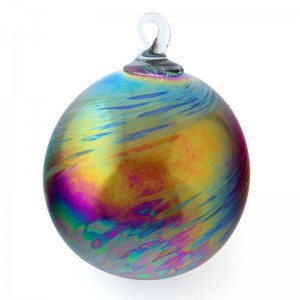 “Classic Round Ruby Feather Ornament” Hand-Blown Glass Ornament (Made with ash from 1980 Mt. St. Helens Eruption)