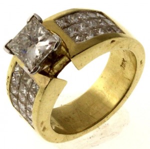 2.83ctw Princess Cut Diamond Ring 18kt Two-Tone Gold