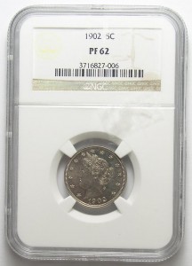 Rare Proof NGC Slabbed PF-62 1902 Liberty Head V Nickel - Only 2,018 Minted