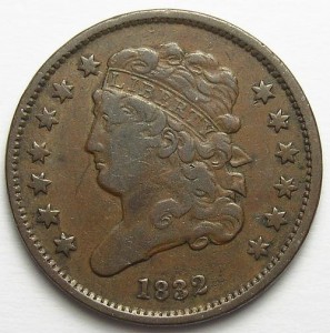 Scarce, Better Grade 1832 U.S. Half Cent (Tough To Find, Low Mintage Only 51,000)