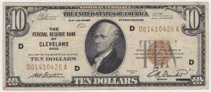 Tough To Find 1929 $10 Brown Seal National Currency Note - Federal Reserve Bank Of Cleveland