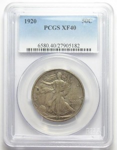 Better Date PCGS Slabbed XF-40 1920 Silver Walking Liberty Half Dollar - Tough To Find