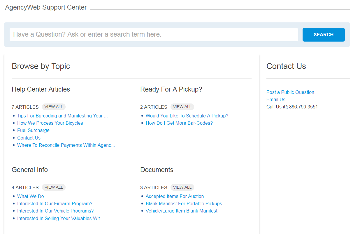 AgencyWeb Client Success Support Center Documents